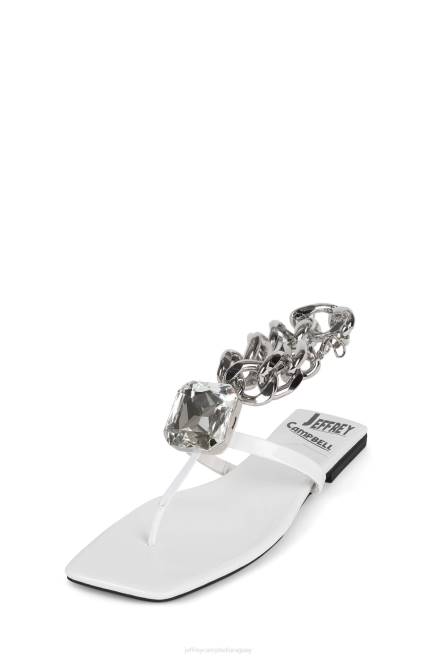 mujer anillo-en-eso Jeffrey Campbell F6JX1742 sandalias charol blanco plata