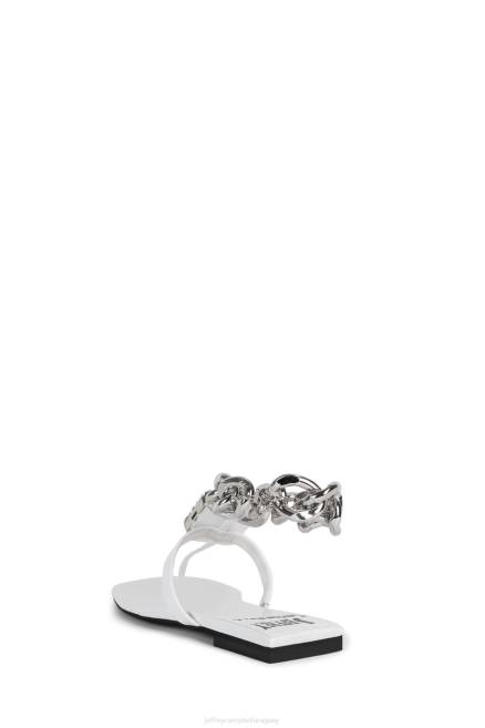 mujer anillo-en-eso Jeffrey Campbell F6JX1742 sandalias charol blanco plata