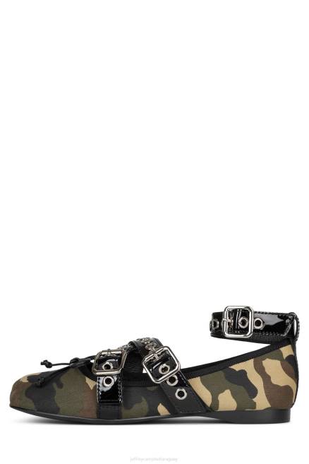 mujer coreo Jeffrey Campbell F6JX212 zapatillas de ballet camuflaje caqui negro