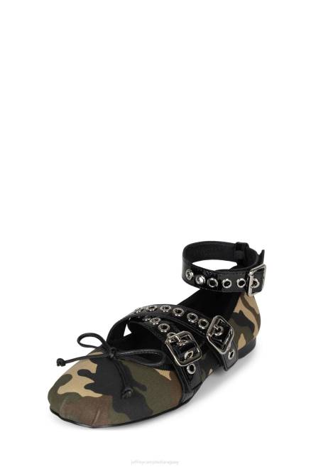 mujer coreo Jeffrey Campbell F6JX212 zapatillas de ballet camuflaje caqui negro