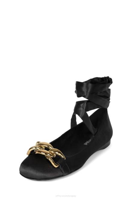 mujer onegin Jeffrey Campbell F6JX189 zapatillas de ballet oro negro satinado