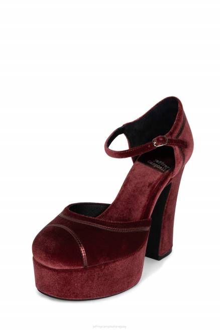 mujer Bajo abajo Jeffrey Campbell F6JX1294 bomba de plataforma combo de terciopelo rojo