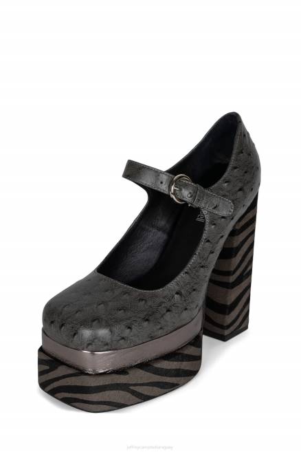 mujer chillin-f Jeffrey Campbell F6JX1281 bomba de plataforma avestruz gris multi