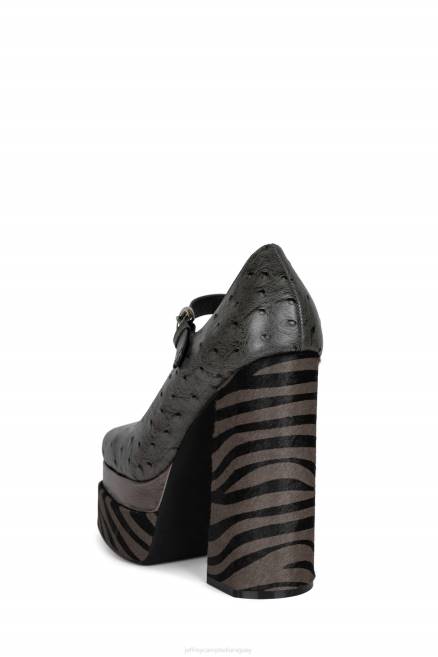 mujer chillin-f Jeffrey Campbell F6JX1281 bomba de plataforma avestruz gris multi