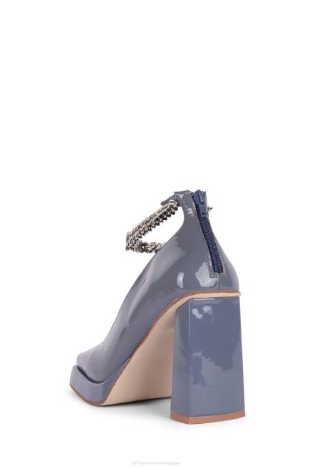 mujer embotado-ch Jeffrey Campbell F6JX1283 bomba de plataforma patente azul marino polvoriento