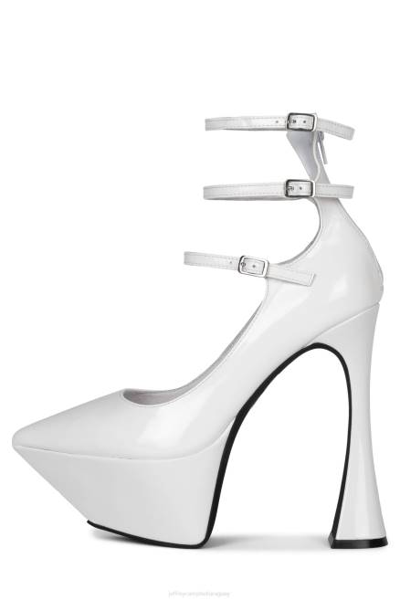 mujer espionaje Jeffrey Campbell F6JX1309 bomba de plataforma charol blanco