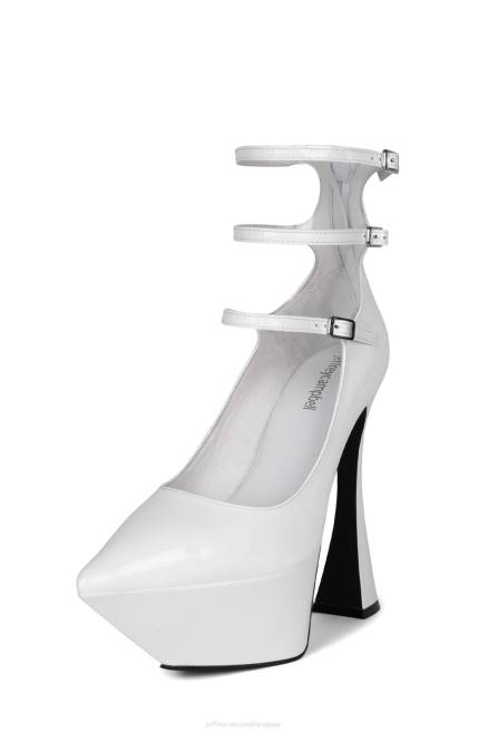 mujer espionaje Jeffrey Campbell F6JX1309 bomba de plataforma charol blanco