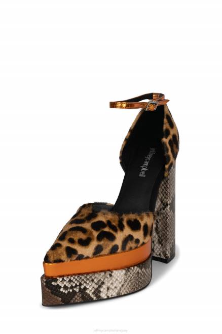 mujer hechizonu-f Jeffrey Campbell F6JX1288 bomba de plataforma combo animal print naranja