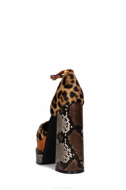 mujer hechizonu-f Jeffrey Campbell F6JX1288 bomba de plataforma combo animal print naranja