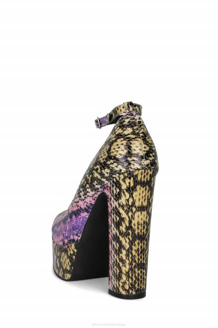 mujer okurr Jeffrey Campbell F6JX1298 bomba de plataforma combo de serpiente amarilla morada