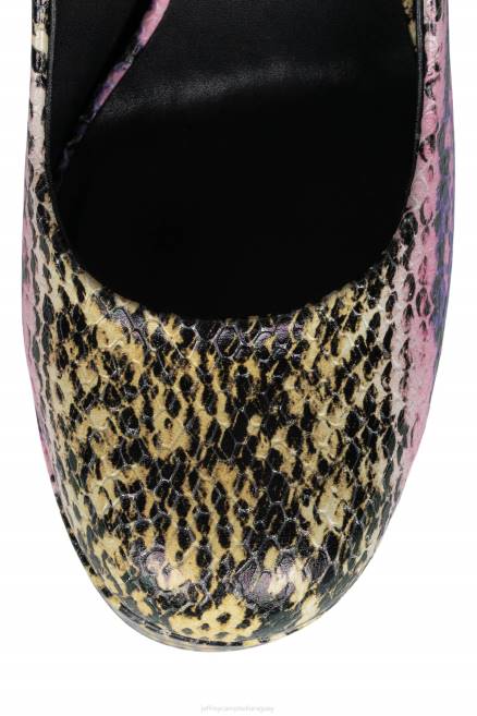 mujer okurr Jeffrey Campbell F6JX1298 bomba de plataforma combo de serpiente amarilla morada