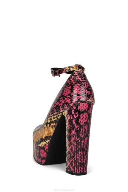 mujer okurr Jeffrey Campbell F6JX1299 bomba de plataforma combo de serpiente naranja fucsia