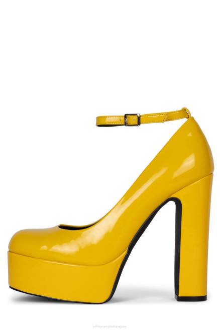 mujer okurr Jeffrey Campbell F6JX1300 bomba de plataforma charol amarillo