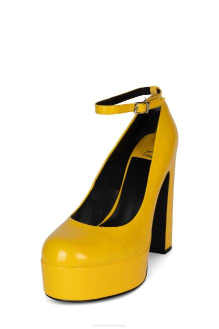 mujer okurr Jeffrey Campbell F6JX1300 bomba de plataforma charol amarillo