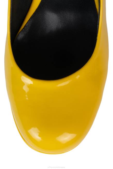 mujer okurr Jeffrey Campbell F6JX1300 bomba de plataforma charol amarillo