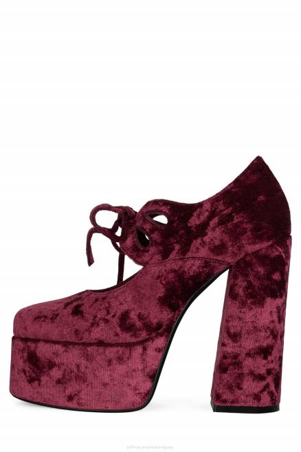 mujer yara Jeffrey Campbell F6JX1296 bomba de plataforma terciopelo rojo triturado