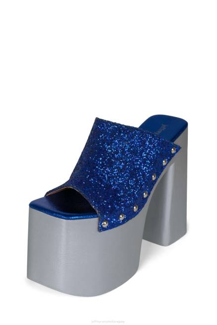 mujer 2-alto Jeffrey Campbell F6JX1095 sandalia plataforma plata brillo azul