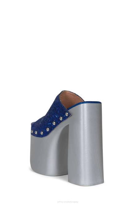 mujer 2-alto Jeffrey Campbell F6JX1095 sandalia plataforma plata brillo azul