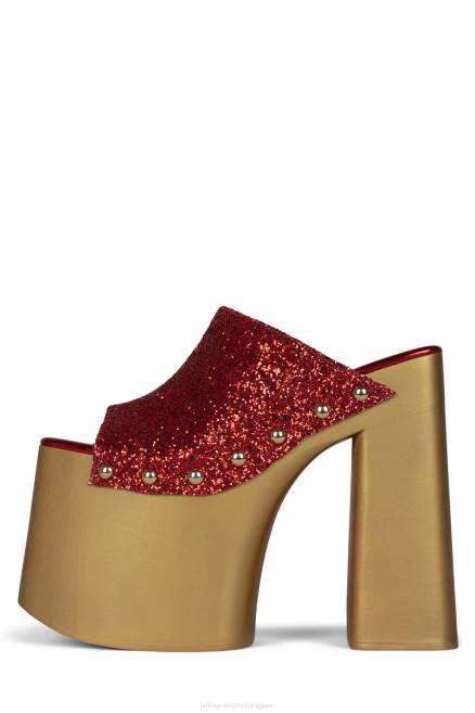 mujer 2-alto Jeffrey Campbell F6JX1096 sandalia plataforma rojo brillo dorado