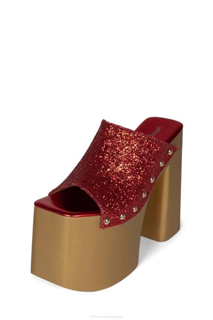 mujer 2-alto Jeffrey Campbell F6JX1096 sandalia plataforma rojo brillo dorado