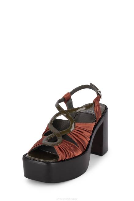 mujer Espectáculo de rock Jeffrey Campbell F6JX1162 sandalia plataforma caqui satinado oxidado