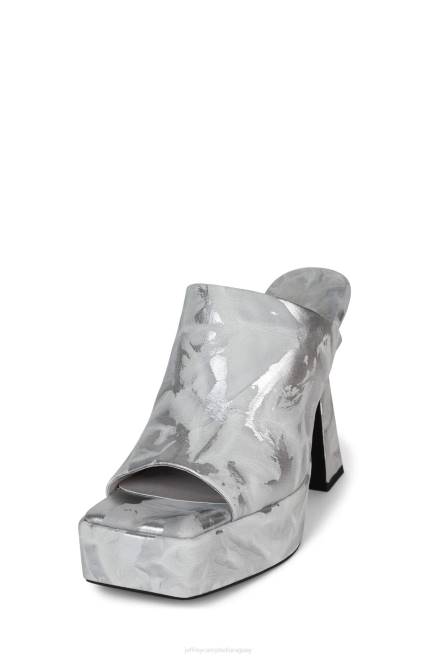 mujer Exagerado Jeffrey Campbell F6JX976 sandalia plataforma plata gris