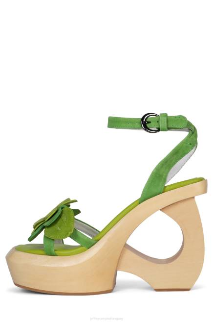 mujer Mahana Jeffrey Campbell F6JX982 sandalia plataforma combo de gamuza verde