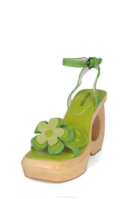 mujer Mahana Jeffrey Campbell F6JX982 sandalia plataforma combo de gamuza verde