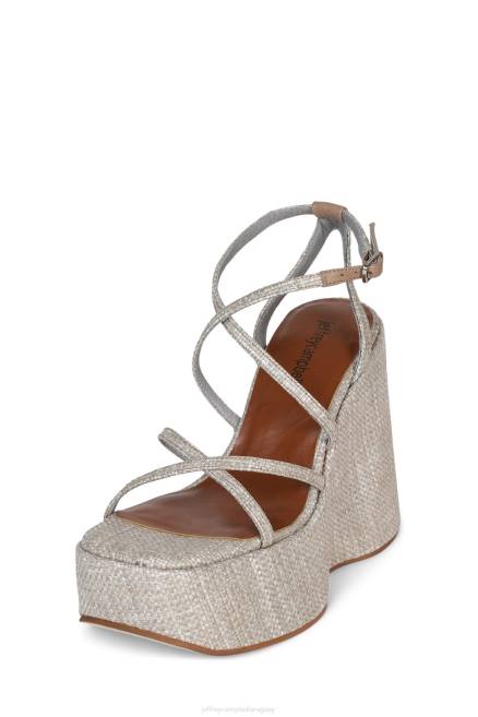 mujer Oliana Jeffrey Campbell F6JX994 sandalia plataforma beige tejido