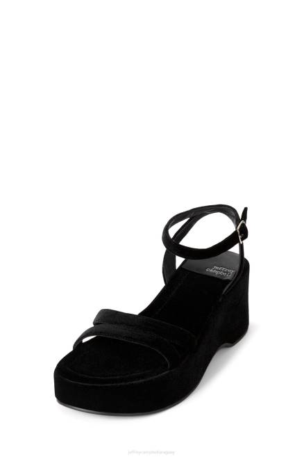 mujer activar Jeffrey Campbell F6JX931 sandalia plataforma terciopelo negro aplastado