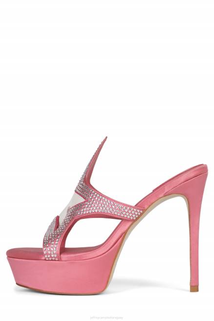 mujer adicto a la fama Jeffrey Campbell F6JX1035 sandalia plataforma plata satinada rosa