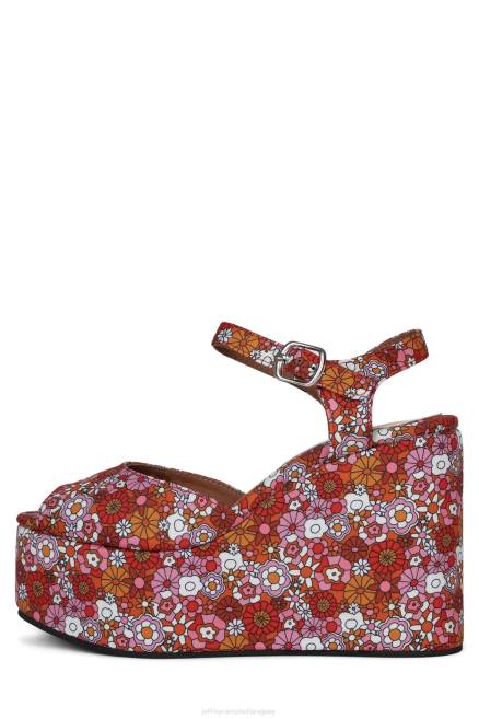 mujer aturdimiento Jeffrey Campbell F6JX964 sandalia plataforma rojo rosa multi floral