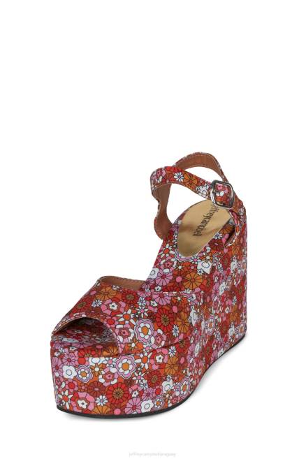 mujer aturdimiento Jeffrey Campbell F6JX964 sandalia plataforma rojo rosa multi floral