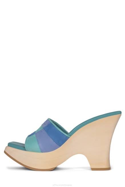 mujer bloqueando Jeffrey Campbell F6JX112 sandalia plataforma combo ante azul menta