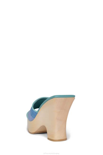 mujer bloqueando Jeffrey Campbell F6JX112 sandalia plataforma combo ante azul menta