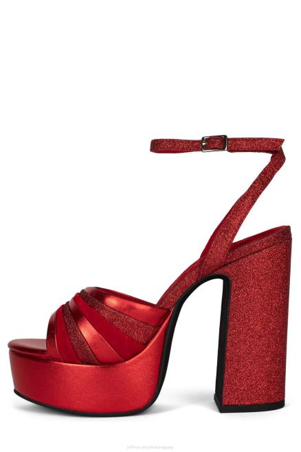 mujer boogie-abajo Jeffrey Campbell F6JX1044 sandalia plataforma combinación de purpurina roja