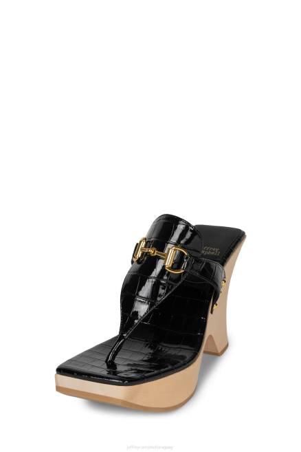 mujer brumoso Jeffrey Campbell F6JX974 sandalia plataforma croco negro dorado