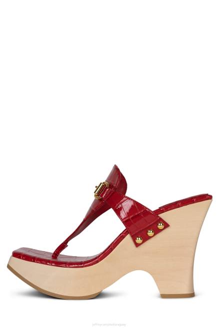 mujer brumoso Jeffrey Campbell F6JX975 sandalia plataforma cocodrilo rojo dorado