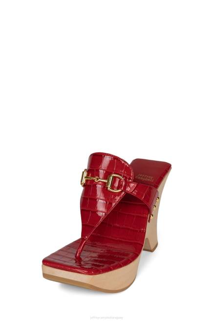 mujer brumoso Jeffrey Campbell F6JX975 sandalia plataforma cocodrilo rojo dorado