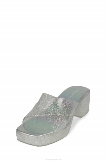 mujer chicle Jeffrey Campbell F6JX140 sandalia plataforma brillo iridiscente plateado