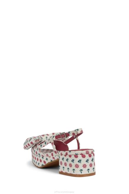 mujer clavel Jeffrey Campbell F6JX1088 sandalia plataforma estampado marinero blanco