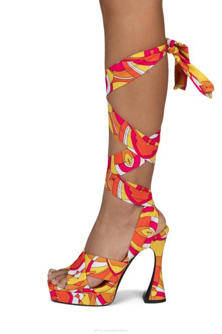 mujer complejidad Jeffrey Campbell F6JX1029 sandalia plataforma naranja amarillo multi