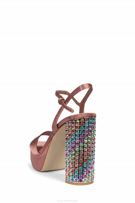 mujer día Jeffrey Campbell F6JX1159 sandalia plataforma rosa satinado brillante multi