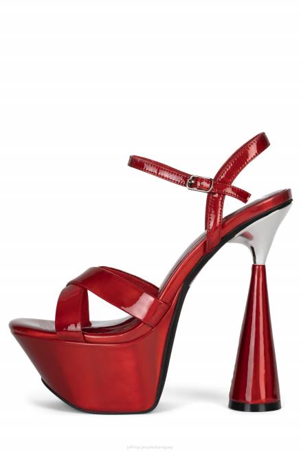 mujer evoluciona Jeffrey Campbell F6JX1038 sandalia plataforma plata iridiscente roja