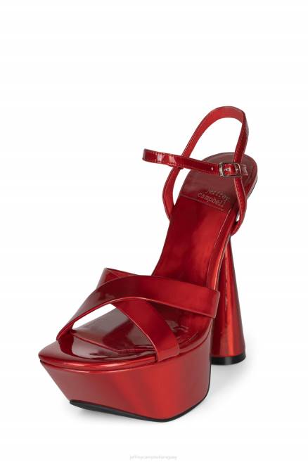 mujer evoluciona Jeffrey Campbell F6JX1038 sandalia plataforma plata iridiscente roja