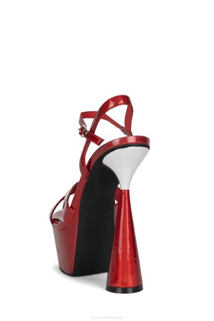 mujer evoluciona Jeffrey Campbell F6JX1038 sandalia plataforma plata iridiscente roja