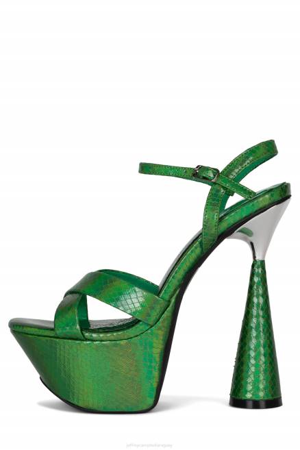 mujer evoluciona Jeffrey Campbell F6JX1040 sandalia plataforma serpiente verde plata