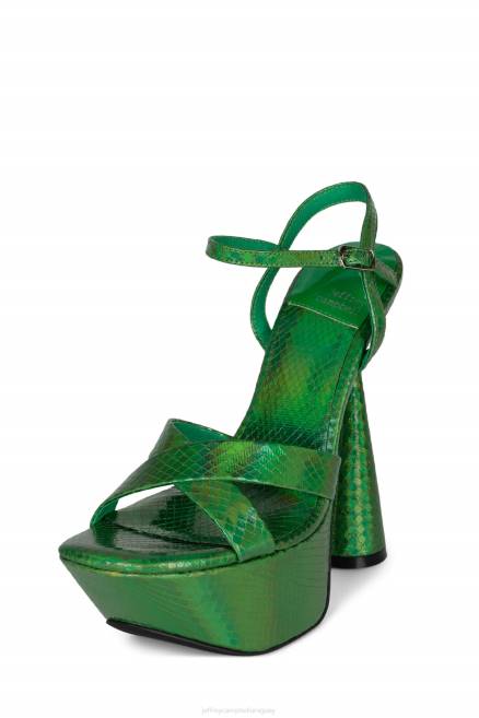 mujer evoluciona Jeffrey Campbell F6JX1040 sandalia plataforma serpiente verde plata