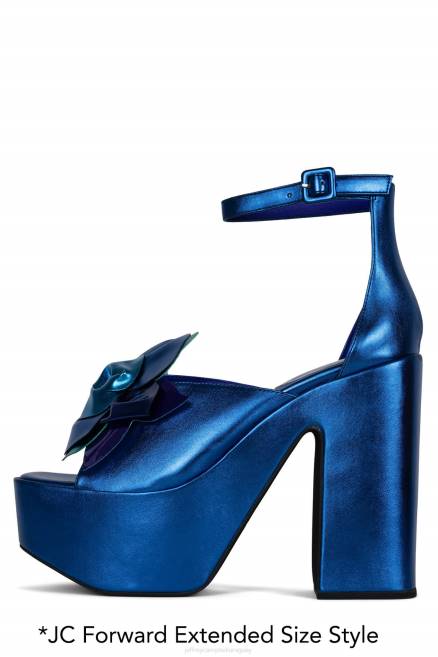 mujer fatale Jeffrey Campbell F6JX1205 sandalia plataforma combo azul metalizado