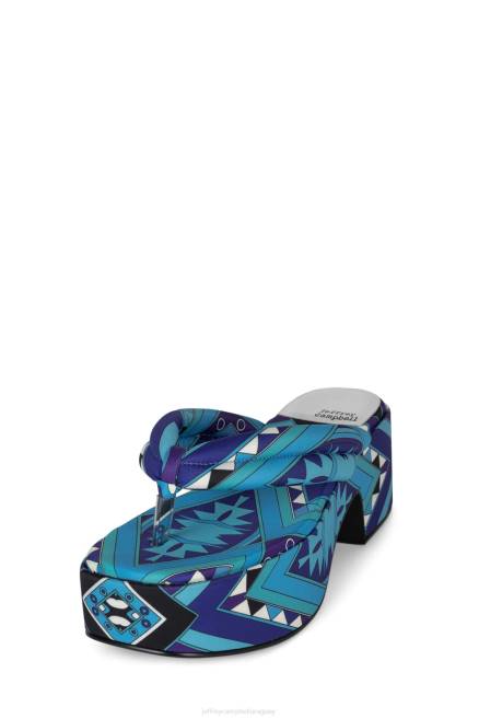 mujer fiesta luau Jeffrey Campbell F6JX23 sandalia plataforma multi azul